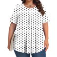 thumbnail image 2 of Plebaso Hauts pour Femmes Grande Taille Manches Courtes Blouses Plissées Décontractées Col Rond Été Tuniques Amples, 2 of 6