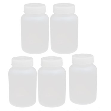 Unique Bargains 5 Pcs 60ml HDPE Plastic Screw Cap Wide Mouth Reagent Storage Bottle Clear White