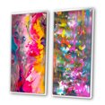 thumbnail image 3 of Designart « Rétro Groove Été Expressionnisme Abstrait » Peinture Abstraite Ensemble d'Art Mural Encadré de 2 - Ensemble d'Art Mural Encadré Moderne Rose de 2, 3 of 6