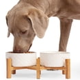 thumbnail image 1 of One Paw, Textured Ceramic Dog Bowls with Bamboo Stand, Non-Slip and Easy to Clean, 450 ml, 1 of 7
