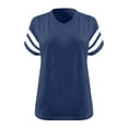 thumbnail image 2 of Craaazy Tunique Décontractée d'Été pour Femme Grande Taille à Manches Rayées, Col en V, Manches Courtes, Coupe Ample, Haut, Cadeaux, 2 of 3