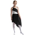 thumbnail image 1 of Jhaoyu Robe de Danse Lyrique Moderne Jazz pour Filles Enfants Justaucorps Irrégulier Performance Danse Noir 14, 1 of 7
