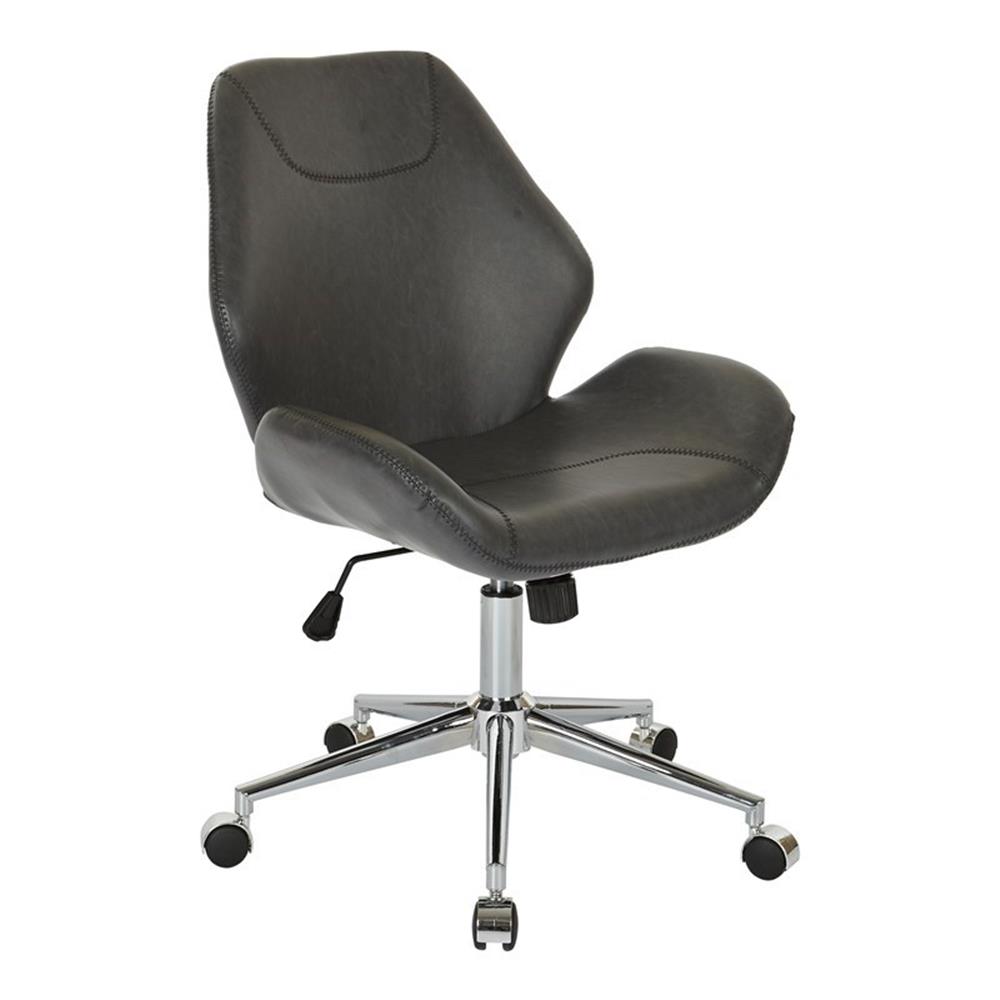 Chatsworth Office Chair in Black Faux Leather with Chrome Base