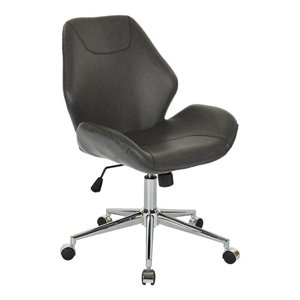 Chatsworth Office Chaise en cuir noir faux avec base Chrome