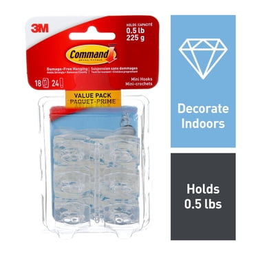 Command Mini Decorating Clips, Clear, 18 Hooks, 24 Adhesive Strips