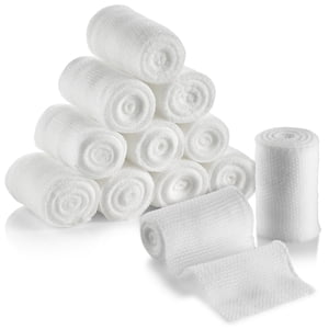 MEDca Gauze Bandage Boîte de rouleaux 12 – 2" x 4.1 Garçons Chaque enveloppe de pansement à bande élastique médicale pour les trousses de dressage et de premiers soins