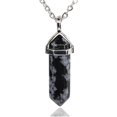 thumbnail image 1 of Collier Pendentif Reiki Chakra Hexagonal à Pointe Pointue en Pierre Précieuse d'Obsidienne Snowflake 20 Pouces, 1 of 3