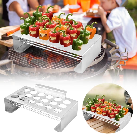 Barbecue Grill Rack for Outdoor Use - Stainless Steel Jalapeno Pepper Roasting Rack Griller and Cooker for Even Heat and Dishwasher Safe