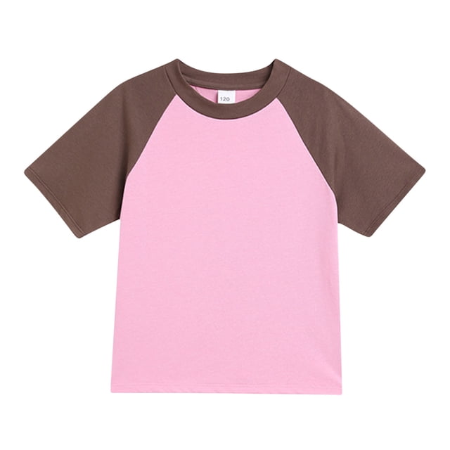 LLYWEY Girls T-Shirt de Baseball pour Filles, Chandail Raglan pour Enfants, T-Shirt Décontracté à Col Rond et Manches Courtes pour Enfant, T-Shirts Doux pour Tout-Petits pour Adolescentes de 3 à 14 Ans, Tunique à Enfiler, Hauts Roses 12T