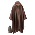 thumbnail image 2 of lionlar Poncho de Pluie à Capuche Imperméable Réutilisable avec Poche Veste à Manches Longues pour l'Extérieur Brun, 2 of 9