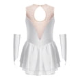 thumbnail image 4 of Aislor Robe de Patinage Artistique pour Fille, Robe de Danse Ballet Sans Manches en Maille avec Strass, Justaucorps de Gymnastique Rythmique avec Gants, Blanc 12, 4 of 7