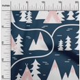 thumbnail image 2 of oneOone Cotton Jersey Navy Blue Fabric Mountain Pattern Craft Projects Decor Fabric Printed By The Yard 58 Inch Wide, 2 of 5