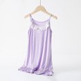 thumbnail image 3 of WEIYLL Robes Filles Été Enfants Tout-Petits Sans Manches Côtelées Dentelle Plage Pyjamas Solides Robe Violette 5-6 Ans, 3 of 3