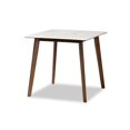 thumbnail image 3 of Baxton Studio Reba Mid-Century Modern Light Beige Fabric Upholstered and Walnut Brown Finished Wood 5-Piece Dining Set with Faux Marble Dining Table, 3 of 5