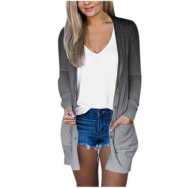 lcziwo 2024 Cardigan Léger à devant Ouvert pour Femmes Cardigan Chandails pour Femmes Cardigans pour Femmes avec Poches Cardigan Décontracté Mince Manteau Bronze TG