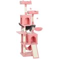 thumbnail image 1 of PawHut 70" Cat Tree, Multi-Level Cat Tower with 2 Condos, Pink, 1 of 10