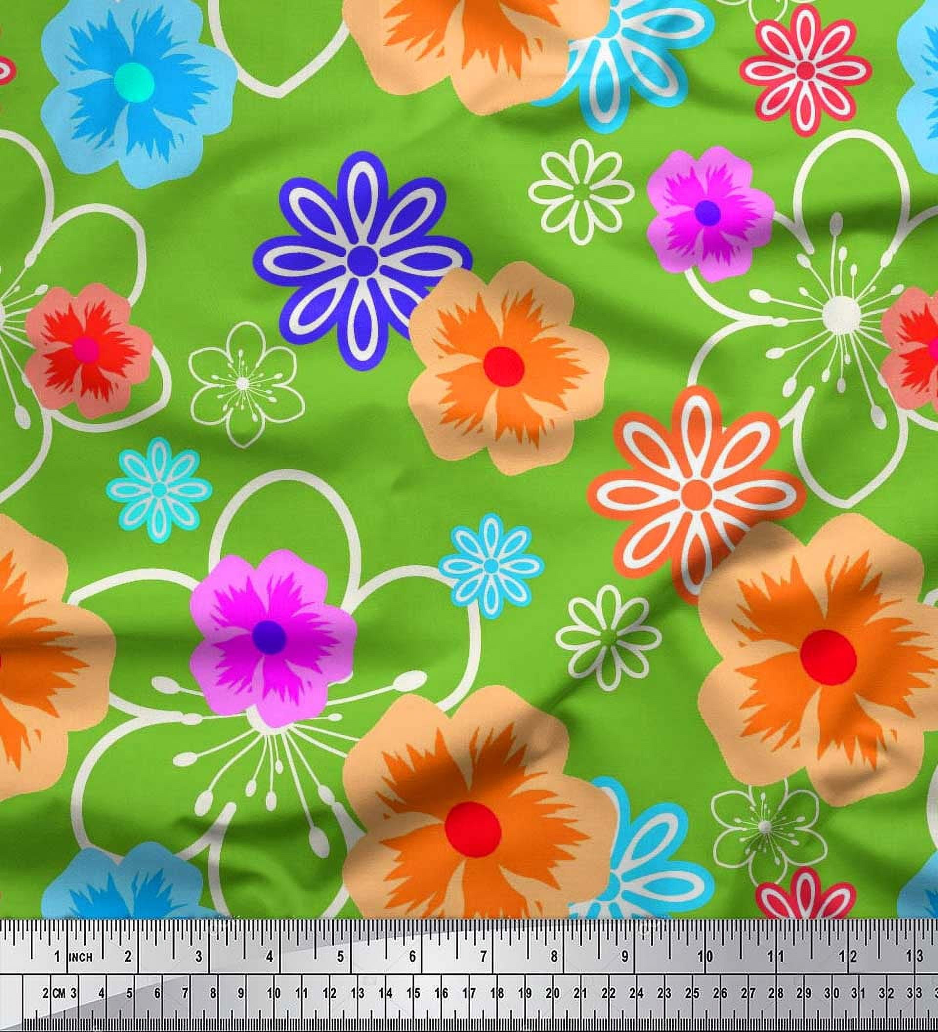 Soimoi Rayon Fabric Artistic Floral Print Fabric by Yard 42 Inch Wide