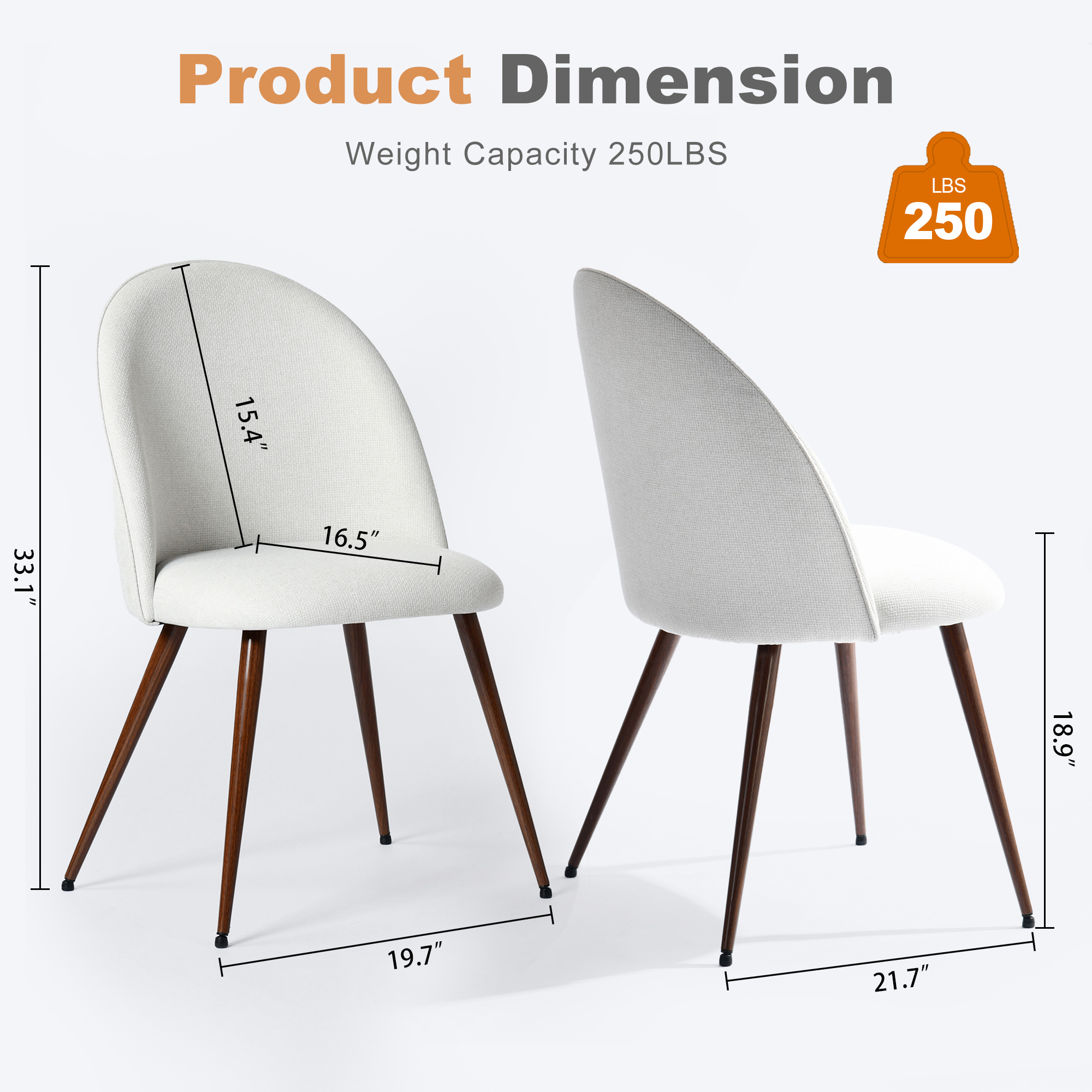 Homy Casa Lot de 2 chaises de salle à manger rembourrées à dossier haut, style moderne, beige