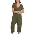 thumbnail image 1 of Birdeem Combinaisons pour Femmes Mode Femmes Combinaison Décontractée à Manches Courtes Combinaison Unie Combinaisons Pantalon à Jambe Grand avec Poche, 1 of 12