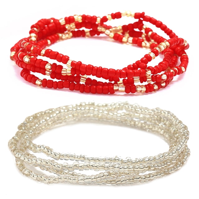 2PCS Women Waist Bead Chain Fashion Bead Body Chain Belly Chain for Beach