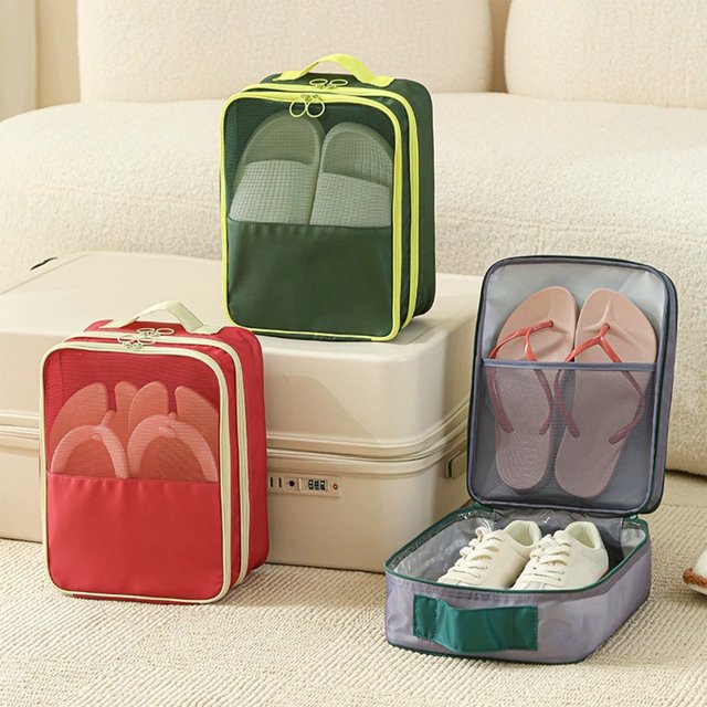 Travel Shoe Organizer Box Waterproof Portable Storage Bag with Compartments for Luggage Partition and Secure Packing for Weekend Trips and Business Travel Sopatenor