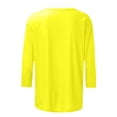 thumbnail image 4 of CHUANK T-Shirt Ajusté à Col Rond Mignon pour Femmes, Décontracté, Mi-Long, Manches 3/4, Blouse Extensible, Basique, Uni, Hauts, 4 of 5