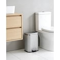 thumbnail image 2 of 12L Stainless Steel Step Trash Can – Rectangular Waste Bin with Soft-Close Lid, Removable Inner Bucket, Anti-Slip Base and Odor Control for Bathroom, Kitchen and Office – 26.5 × 22.3 × 38.8 cm, 2 of 8