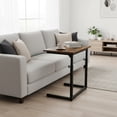 thumbnail image 1 of Tinymod C-Shaped Sofa Side Table for Couch & Bed, Height Adjustable Laptop Table, Rustic Brown, 1 of 8