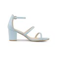 thumbnail image 3 of BLISSFUL STEP Women's Open Toe Strappy Block Heel Sandals Sky Blue 6, 3 of 7