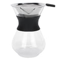thumbnail image 1 of Verdant Touch Cafetière réutilisable en verre avec filtre en acier inoxydable - Cafetière goutte à goutte manuelle - 400 ml, 1 of 14