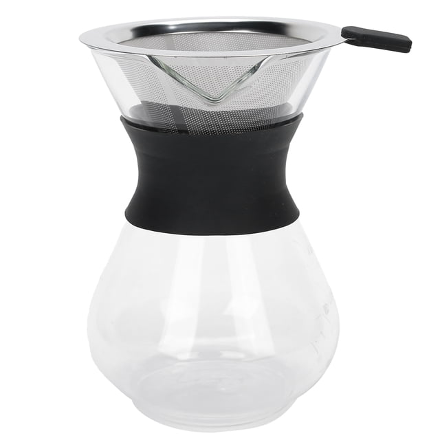 Verdant Touch Cafetière réutilisable en verre avec filtre en acier inoxydable - Cafetière goutte à goutte manuelle - 400 ml