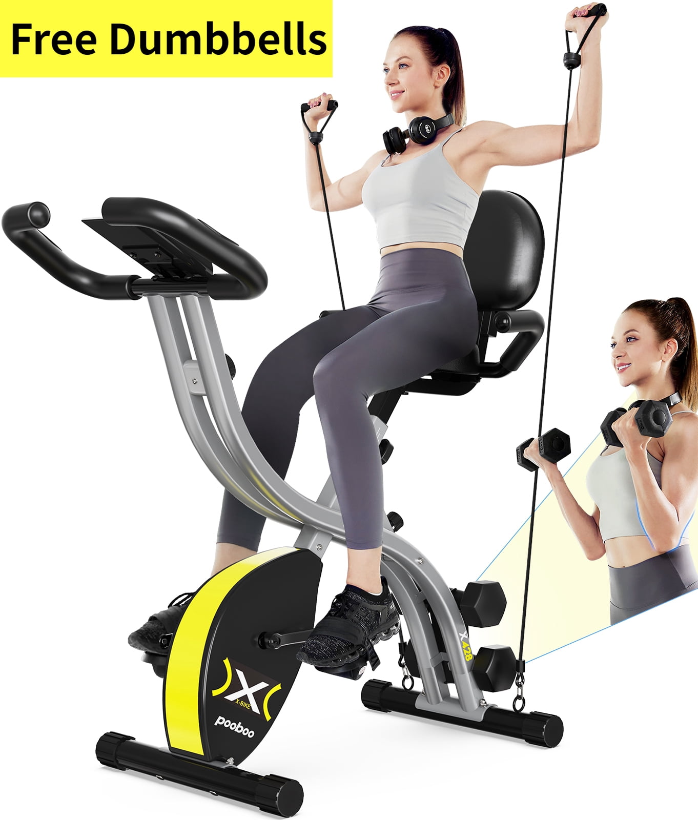 Pooboo Exercise Bikes 16 Levels  Magnetic Resistance Stationary Bike Workout Cycling