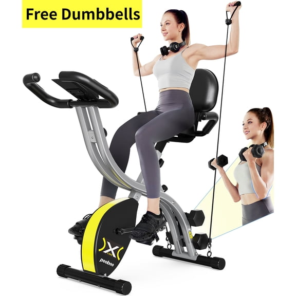 Pooboo Exercise Bikes 16 Levels  Magnetic Resistance Stationary Bike Workout Cycling