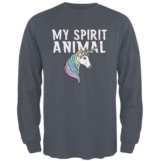 Mon Animal Spirituel Unicorn T-Shirt à Manches Longues pour Hommes