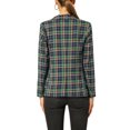 thumbnail image 3 of INSPIRE CHIC Women's Vintage Plaid Blazer Double Breasted Notched Lapel Jacket with Padded Shoulders S Blue Green, 3 of 8