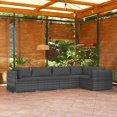 thumbnail image 1 of vidaXL 5 Piece Garden Lounge Set with Cushions Poly Rattan Grey, 1 of 4