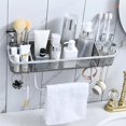 thumbnail image 3 of Shower Caddy Wall-mounted Shower Shelf Multifunctional Waterproof Shower Organizer with Towel Bar Hooks No Drilling Shower Storage Rack Bathroom Accessories for Bath Kitchen, 3 of 9