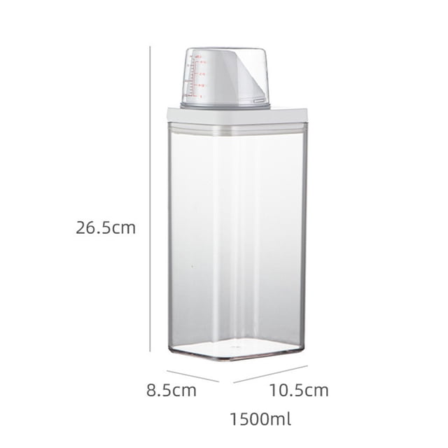 Lefu 1500ml Plastic Laundry Washing Up Powder Container, Laundry Detergent Dispenser Soap Detergents Storage Box Lid