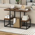 thumbnail image 4 of Costway Table Console Rustique pour Téléviseurs de 50 Pouces Table de Canapé Industrielle avec Étagères de Rangement Ouvertes Brun Rustique, 4 of 10