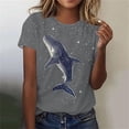 thumbnail image 2 of Tnhcen T-Shirt de Base à Manches Courtes d'Été à Col Rond pour Femme avec Imprimé d'Animaux Marins / Extensible, Respirant, Grande Taille (P-3TG) / Décontracté, Plage, Usage Quotidien, 2 of 4