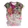 thumbnail image 4 of Économies du Printemps! CEHVOM T-Shirts Graphiques Floraux pour Femmes, T-Shirt à Manches Courtes Boho à Imprimé Paysage Floral pour Femmes, Col Rond Ample Décontracté d'Été Décontracté Ample Basique Confortable T-Shirts Boho Hauts 2023, 4 of 5