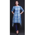 thumbnail image 4 of Bimba Hauts Imprimés Shibori à Rayures Bleues pour Femmes Kurti Asymétrique Robe d'Été pour Filles Grande, 4 of 6