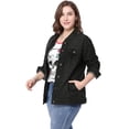 thumbnail image 4 of GRACE & GRANDEUR Women's Plus Jean Jacket Button Closed Cropped Denim Jacket, 4 of 4