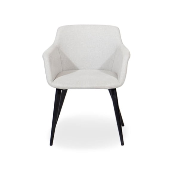 Bucket Dining Chair – Stylish Dove Fabric Upholstery with Comfortable Bucket Design and Black Metal Legs, Perfect for Dining Rooms or Accent Spaces