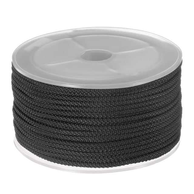 Unique Bargains Nylon Beading Thread Cord 2mm Extra Strong Braided Nylon String for Necklace Crafting 15M/49 Feet, Black