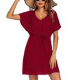 thumbnail image 1 of Jusqu'à 65 % de Rabais! Robes d'Été Mode pour Femmes 2024 Grande Taille Décontractées Coupe Ample Robe Colorée Jupe de Plage Soleil Col en V Robe à Manches Courtes, 1 of 6