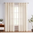 thumbnail image 2 of Curtainking Linen Curtains 96 Inch Length for Living Room Farmhouse Rod Pocket Back Tab Light Filtering Window Drapes for Bedroom Curtains Crude 2 Panels Biege, 2 of 8