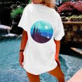 thumbnail image 2 of Women's Vintage Behind Landscape Printed Pattern Casual Short Sleeve Tops Blouse, 2 of 9