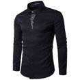 thumbnail image 1 of Chemise à Manches Longues pour Hommes Homme Décontractée Imprimée Col Montant Chemise de Base à Manches Longues Blouse Chemises à Manches Longues pour Hommes, 1 of 3