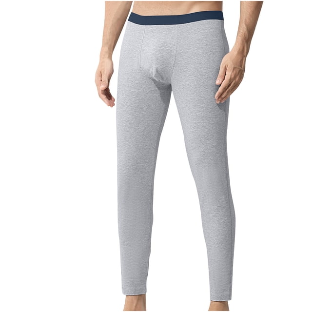 Dagugfen Mens Legging Mid Waist Underwear Base Layer Seamless Tight Fitting Thermal Pants Fall Winter